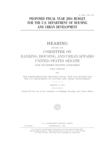 Proposed fiscal year 2004 budget for the U.S. Department of Housing and Urban Development