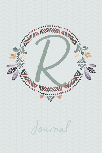 Beautiful Bohemian Style Journal with Initial: Boho Journal with Feathers & Tribal Pattern - Initial 'R'