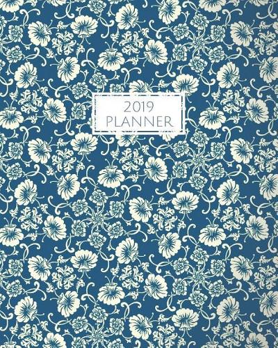 2019 Planner: Monthly Planner for January - December 2019 for Notes Appointments and Scheduling Blue and Green Flower Pattern