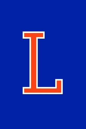 L: Monogram Initial Journal Writing Composition Notebook or Diary. Blue with Orange Alphabet Letter - 6" x 9" 110 College Ruled Blank Lined Pages With 