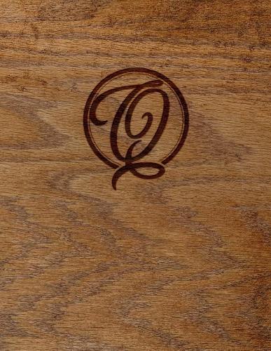 Wood Burned Monogram Creative Journal - Q: (8.5 X 11 Lined) Blank Notebook College Ruled