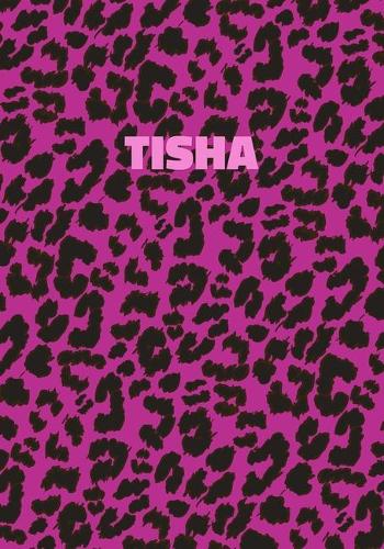 Tisha: Personalized Pink Leopard Print Notebook (Animal Skin Pattern). College Ruled (Lined) Journal for Notes, Diary, Journaling. Wild Cat Theme Design wi