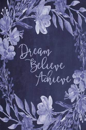 Chalkboard Bullet Dot Grid Journal - Dream Believe Achieve (Denim)