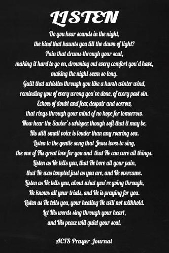 Listen: Faux Chalk 6x9 ACTS Prayer Journal With 120 A.C.T.S. Pages, Praying Husband Notebook, Christian Man Gift, Men's Devotional Book, Religious Gift Book