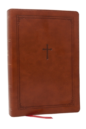 NKJV Giant Print End-of-Verse Reference Bible, Brown Leathersoft, Red Letter, Comfort Print