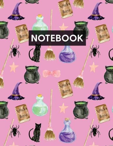 Notebook: Blank Lined Journal with Girly Witch Pink for Writing Journaling or School