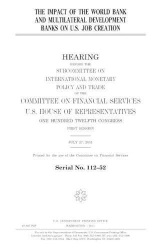The impact of the World Bank and multilateral development banks on U.S. job creation