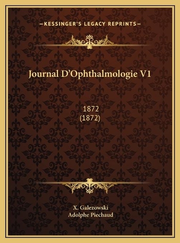 Journal D'Ophthalmologie V1
