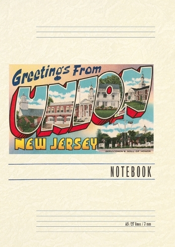 Vintage Lined Notebook Greetings from Union, New Jersey