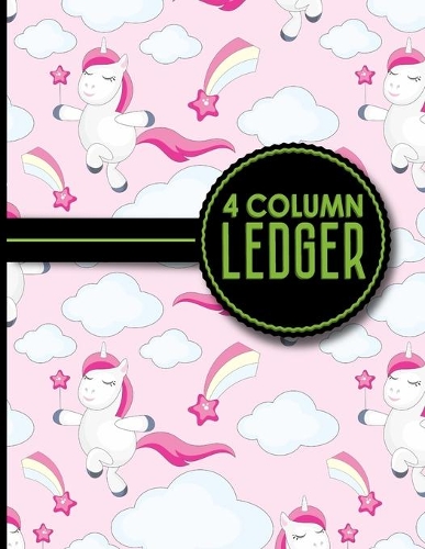 4 Column Ledger: Accounting Bookkeeping Notebook, Accounting Record Keeping Books, Ledger Paper Pad, Cute Unicorns Cover, 8.5" x 11", 100 pages