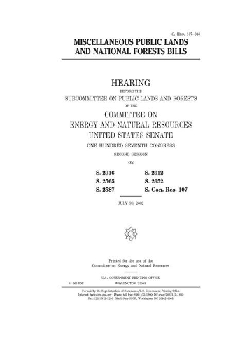 Miscellaneous public lands and national forests bills