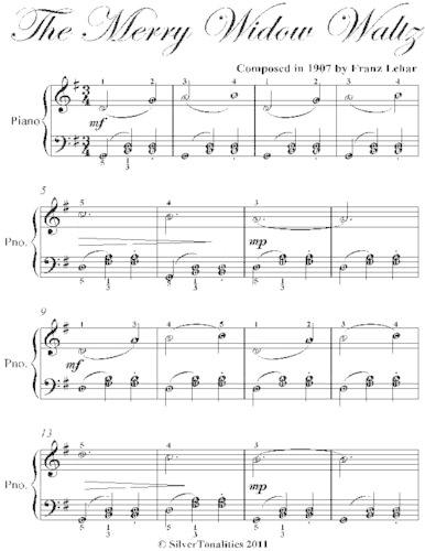 Merry Widow Waltz Easy Piano Sheet Music