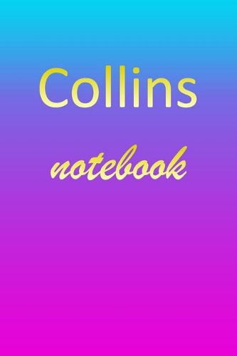 Collins: Blank Notebook - Wide Ruled Lined Paper Notepad - Writing Pad Practice Journal - Custom Personalized First Name Initial C Blue Purple Gold - Taking 