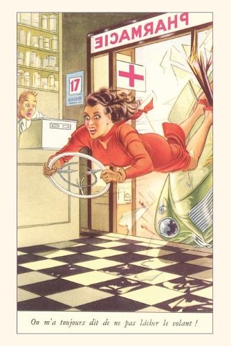 Vintage Journal Woman Flying into Pharmacy with Steering Wheel: (Pocket Sized - Found Image Press Journals)