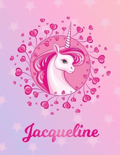 Jacqueline: Jacqueline Magical Unicorn Horse Large Blank Pre-K Primary Draw & Write Storybook Paper - Personalized Letter J Initial Custom First Name Cover - St