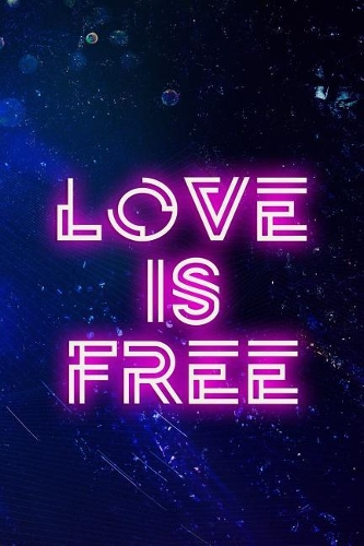 Love Is Free: Blank Lined Notebook ( Vaporwave ) Blue