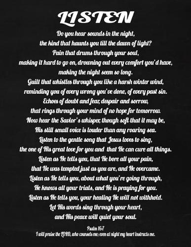 Listen - Composition Notebook: Faux Chalk 8.5x11 Journal For Christian Men With 100 Blank Lined Pages For Journaling Your Thoughts, Inspirational Poem Journal, Religious Gift Book