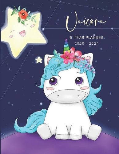 2020-2024 Five Year Planner Monthly Calendar Unicorn Goals Agenda Schedule Organizer