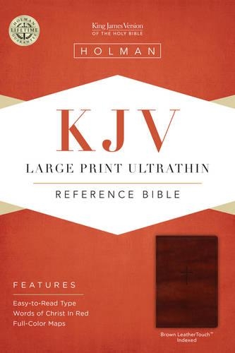 KJV Large Print Ultrathin Reference Bible, Brown LeatherTouch Indexed