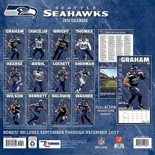 Seattle Seahawks 2018 12x12 Team Wall Calendar
