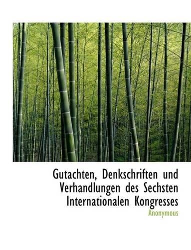 Gutachten, Denkschriften Und Verhandlungen Des Sechsten Internationalen Kongresses