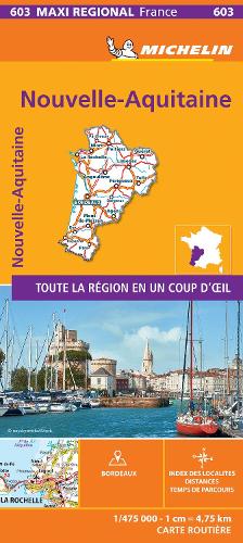 Aquitaine, Limousin and Poitou-Charentes , France - Michelin Maxi Regional Map 603