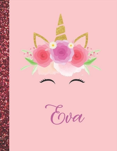 Eva: Eva Marble Size Unicorn SketchBook Personalized White Paper for Girls and Kids to Drawing and Sketching Doodle Taking Note Size 8.5 x 11