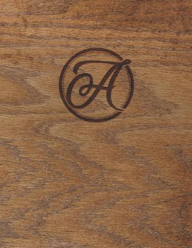 Wood Burned Monogram Creative Journal - A: (8.5 X 11 Lined) Blank Notebook College Ruled