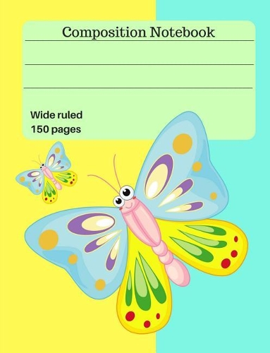 Cute Butterfly Composition Wide Ruled Notebook