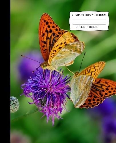 Composition Notebook: Flower Butterfly Garden Design College Rule 7.5x9.25 100 Lined Pages Matte Soft Bound