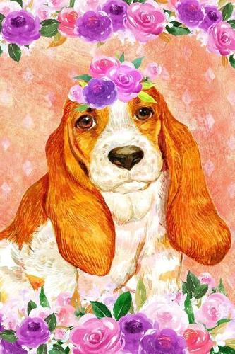 Bullet Journal Notebook for Dog Lovers Basset Hound in Flowers 5: 162 Numbered Pages with 150 Dot Grid Pages, 6 Index Pages and 2 Key Pages for Journaling, Writing, Planning and Doodling, for Women, Men, Kids, 160 