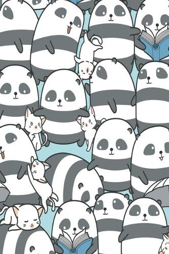 Notizbuch Knuddelige Pandas mit Katzen: Notizbuch modernes und auffälliges Notizbuch kariert 120 karierte Seiten Din A5 perfekt als Notizheft, Tagebuch und Journal Geschenk für Pandafans u