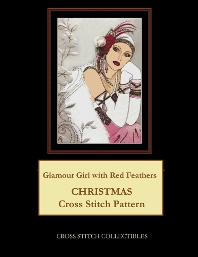 Glamour Girl with Red Feathers: Christmas Cross Stitch Pattern