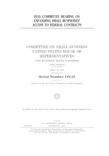 Full committee hearing on expanding small businesses' access to federal contracts