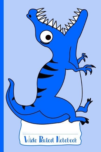 Blue Hungry Dinosaur Wide Ruled Notebook
