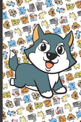 Wolf And Friends Notebook: Cute Animal Party Pattern Design of Fun and Cute Animals on Cover, Lined Paper Note Book For Girls or Boys To Draw, Sketch & Crayon or Color (Kids T