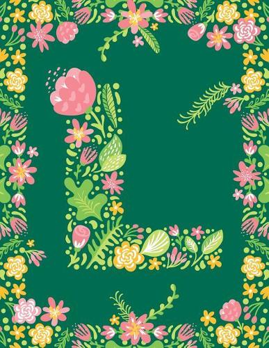 Floral Initial L Monogram Journal: Large Blank Lined Notebook Personalized for Names Starting with Letter L