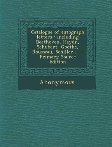 Catalogue of Autograph Letters