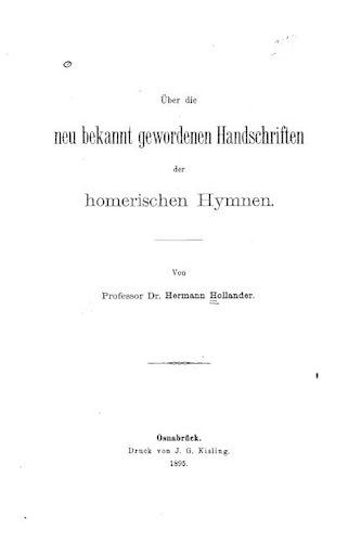 Über die neu bekannt gewordenen Handschriften der homerischen Hymnen