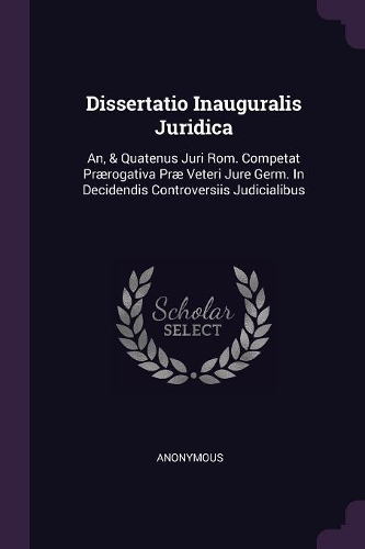 Dissertatio Inauguralis Juridica