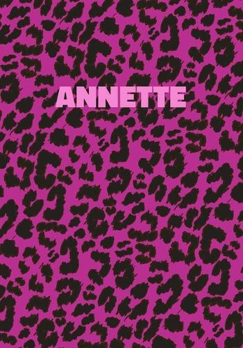 Annette: Personalized Pink Leopard Print Notebook (Animal Skin Pattern). College Ruled (Lined) Journal for Notes, Diary, Journaling. Wild Cat Theme Design wi