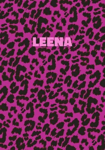 Leena: Personalized Pink Leopard Print Notebook (Animal Skin Pattern). College Ruled (Lined) Journal for Notes, Diary, Journaling. Wild Cat Theme Design wi