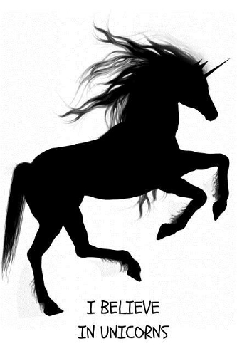 I Believe in Unicorns: Black Silhouette Fairy Horse Journal Writing Diary 6 X 9 Blank 100 Pages Lined Book for Taking Notes and Journaling for Woman, Girls and Teens