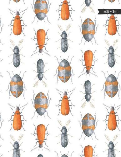 Notebook: Orange Gray Beetles Autumn Journal for Girls and Women - 8.5x11 Large Lined Diary for Writing Journaling School or Work
