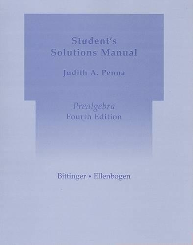 Student Solutions Manual for Prealgebra