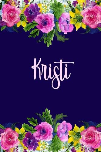 Kristi: Personalized Name Pink Floral Design Matte Soft Cover Notebook Journal to Write In. 120 Blank Lined Pages