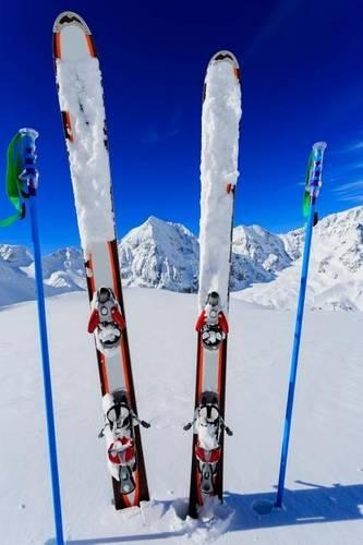 Snow Skis and Poles in the Snow Winter Sports Journal