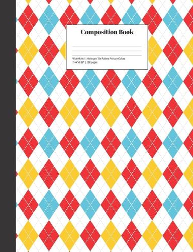 Composition Book Wide-Ruled Harlequin Tile Pattern Primary Colors