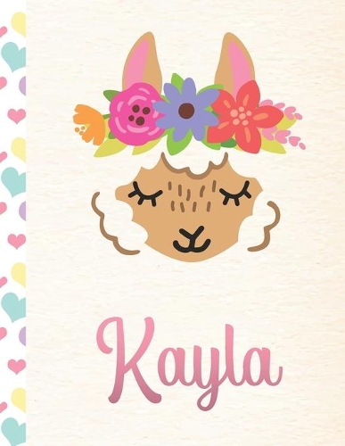 Kayla: Personalized Llama Sketchbook For Girls With Pink Name - 8.5x11 110 Pages. Doodle, Draw, Sketch, Create!