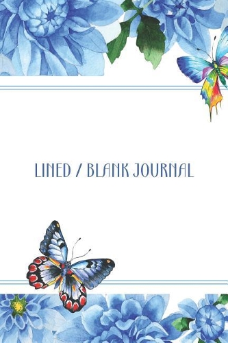 Lined / Blank Journal: Watercolor Blue Dahlia Desk Set